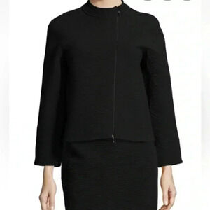 ARMANI COLLEZIONI STRETCH RIBBED ASYMMETRICAL ZIP JACKET Size 10